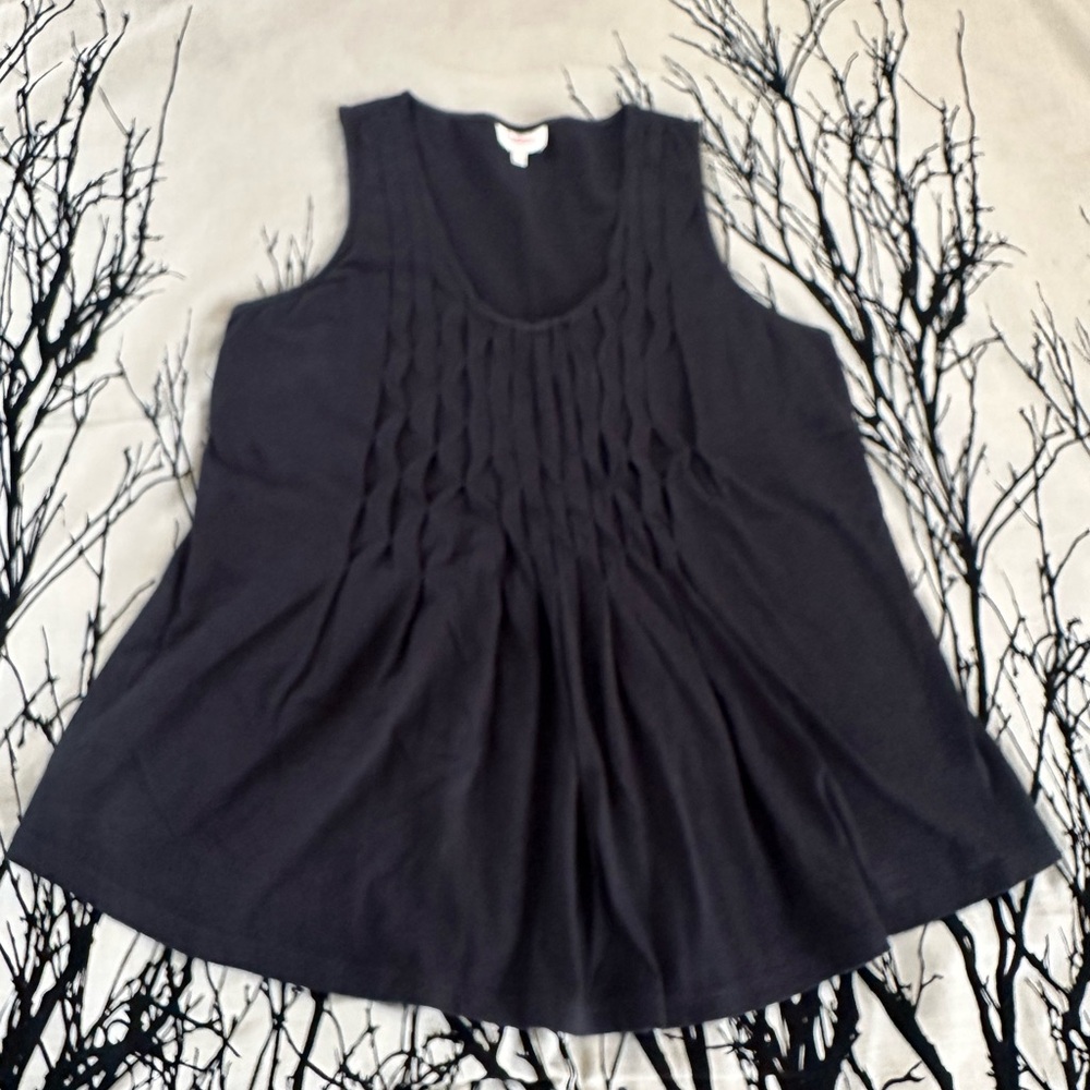 Anthropologie diamond smocked peplum top, black, medium, by Deletta